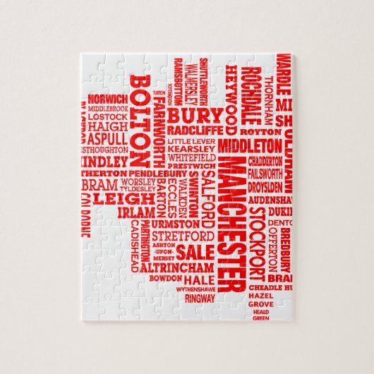 Rode kaart van Greater Manchester Legpuzzel (Verticaal)