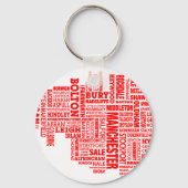 Rode kaart van Greater Manchester Sleutelhanger (Voorkant)