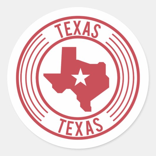 Rode kaart van Texas White Star in Circle Ronde Sticker (Voorkant)