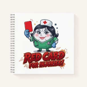 Rode Kaart voor Voetbal Blessures Medic Cartoon Notitieboek