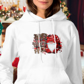 Rode Kabouter Luipaardprint Kerstman Moderne Kerst Hoodie