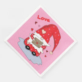 Rode kabouter roze papieren servetten (Hoek)