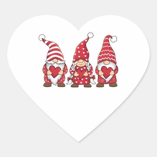 Rode kabouters met harten Persoonlijke Valentijnsd Hart Sticker (Voorkant)