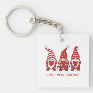 Rode kabouters met harten Persoonlijke Valentijnsd Sleutelhanger
