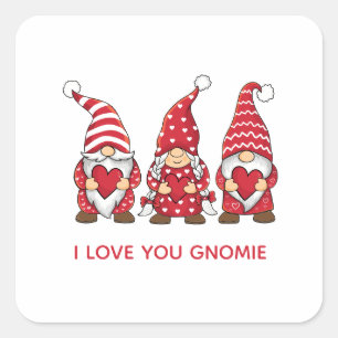 Rode kabouters met harten Persoonlijke Valentijnsd Vierkante Sticker