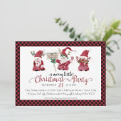 Rode kabouters Waterverf Merry Little Christmas Pa Feestdagenkaart (Staand voorkant)