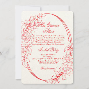 Rode kader Spaanse Quinceanera Kaart