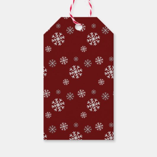Rode Kado Tag met Sneeuwvlokken Cadeaulabel (Voorkant)