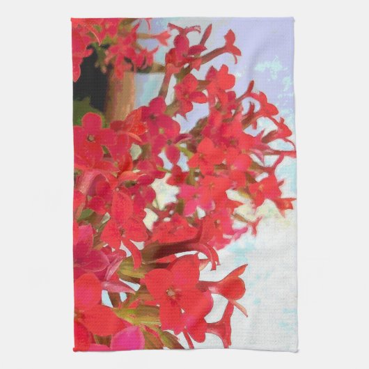 Rode Kalanchoe Bloemen Theedoek (Verticaal)