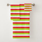 Rode, kalkgroene en witte strepen bad handdoek (Insitu)