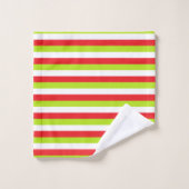 Rode, kalkgroene en witte strepen bad handdoek (Wasdoekje)