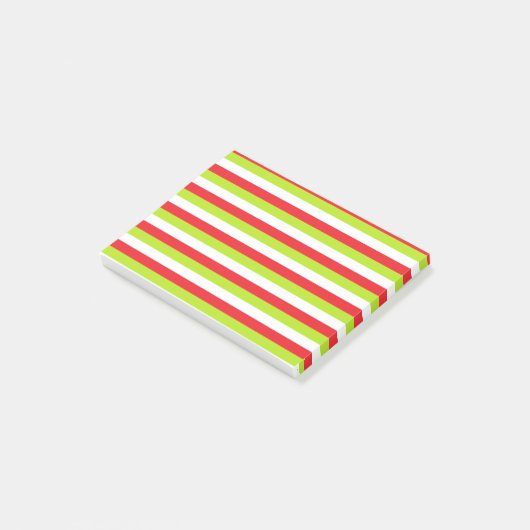 Rode, kalkgroene en witte strepen post-it® notes (Schuin)