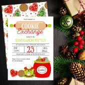 Rode kalkoen besprenkelde kerstkoekjes uitwisselin kaart