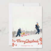 Rode kalligrafie Foto Snowflake Kerstmis Kaart (Voorkant)