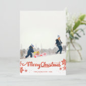 Rode kalligrafie Foto Snowflake Kerstmis Kaart (Staand voorkant)