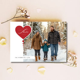Rode kalligrafie Liefde Familie Foto Baby Valentij Feestdagenkaart