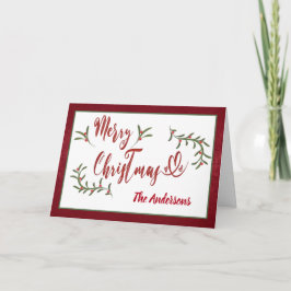 Rode kalligrafie Merry kerst heilily Feestdagen Kaart
