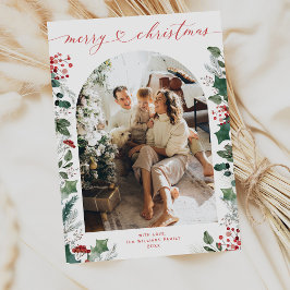 Rode kalligrafie minimale foto kerst Kaart