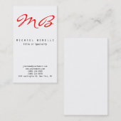 Rode kalligrafie Monogram zwart wit Visitekaartje (Voorkant / Achterkant)