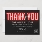 Rode kalligrafie Neon Dank u wel Media Tussenvoegs Kaart (Voorkant)