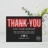 Rode kalligrafie Neon Dank u wel Media Tussenvoegs Kaart (Staand voorkant)