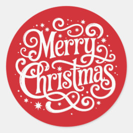 Rode kalligrafie Prettig kerstfeest enveloppe zege Ronde Sticker