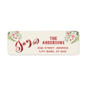 Rode kalligrafie vreugde groen blijvende planten etiket (Voorkant)