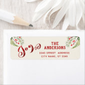 Rode kalligrafie vreugde groen hulst etiket (Insitu)