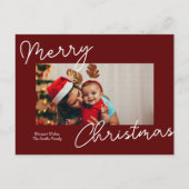 Rode kalligrafie Vrolijk Kerstmis Moderne foto Feestdagenkaart (Voorkant)