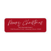 Rode kalligrafie Vrolijk kerstretouradres Etiket (Voorkant)