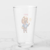 Rode kam over dachshond bier glas (Achterkant)