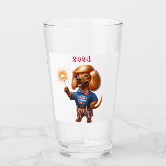 Rode kam over Dachshund Bier Glas (Voorkant)