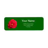 rode kamellia bloemen groen adreslabel etiket (Voorkant)