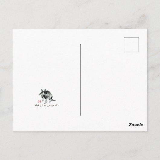 Rode kamellia sumie-inkt en waterverf schilderij briefkaart (Achterkant)