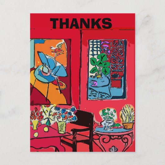 Rode kamer met zwarte kat briefkaart (Voorkant)