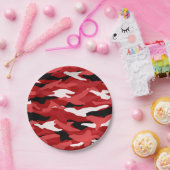 Rode kamouflage papieren bordje (Feest)