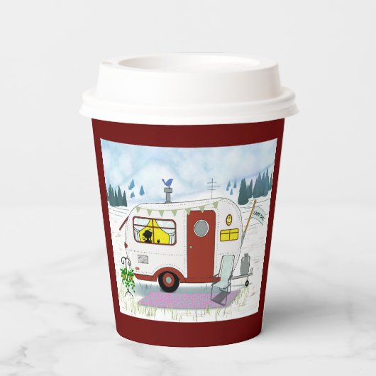 Rode kamp chique papier beker (Achterkant)