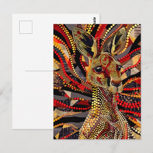 Rode kangoeroe in Aboriginal Dot Art Style Briefkaart (Voorkant / Achterkant)