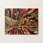 Rode Kangoeroe in Aborigines Stippenkunststijl Legpuzzel (Horizontaal)