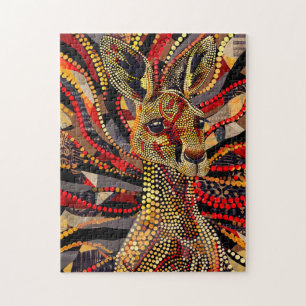 Rode Kangoeroe in Aborigines Stippenkunststijl Legpuzzel