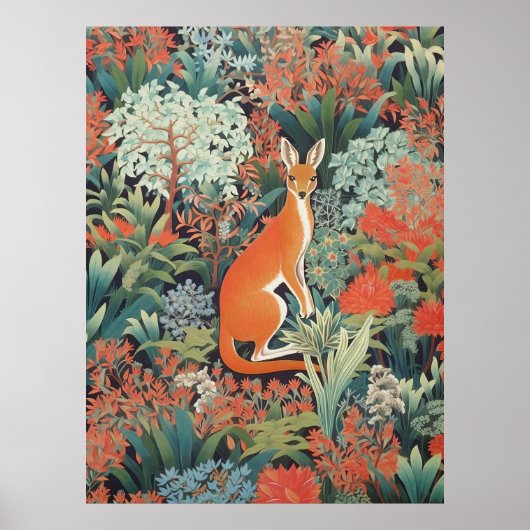 Rode kangoeroe in de Australische struik Poster (Voorkant)