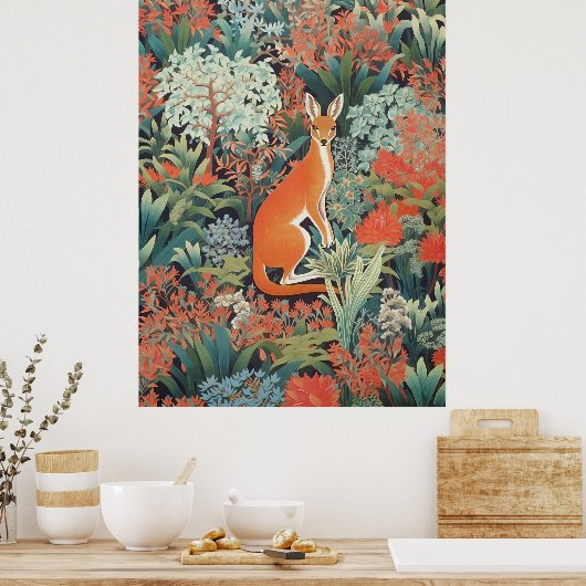 Rode kangoeroe in de Australische struik Poster (Keuken)
