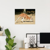 Rode kangoeroe op de zandvakantie poster (Thuiskantoor)