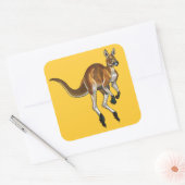 rode kangoeroe vierkante sticker (Envelop)
