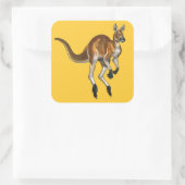 rode kangoeroe vierkante sticker (Tas)