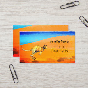 Rode kangoeroe waterverf met sinaasappel en zee visitekaartje