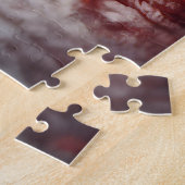 Rode kano op herfstmeer legpuzzel (Zijkant)