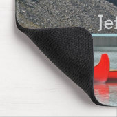 Rode kano's, meer, bergen, aangepast muismat (Hoek)