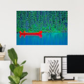 Rode kano's op groen water poster (Thuiskantoor)