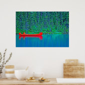 Rode kano's op groen water poster (Keuken)